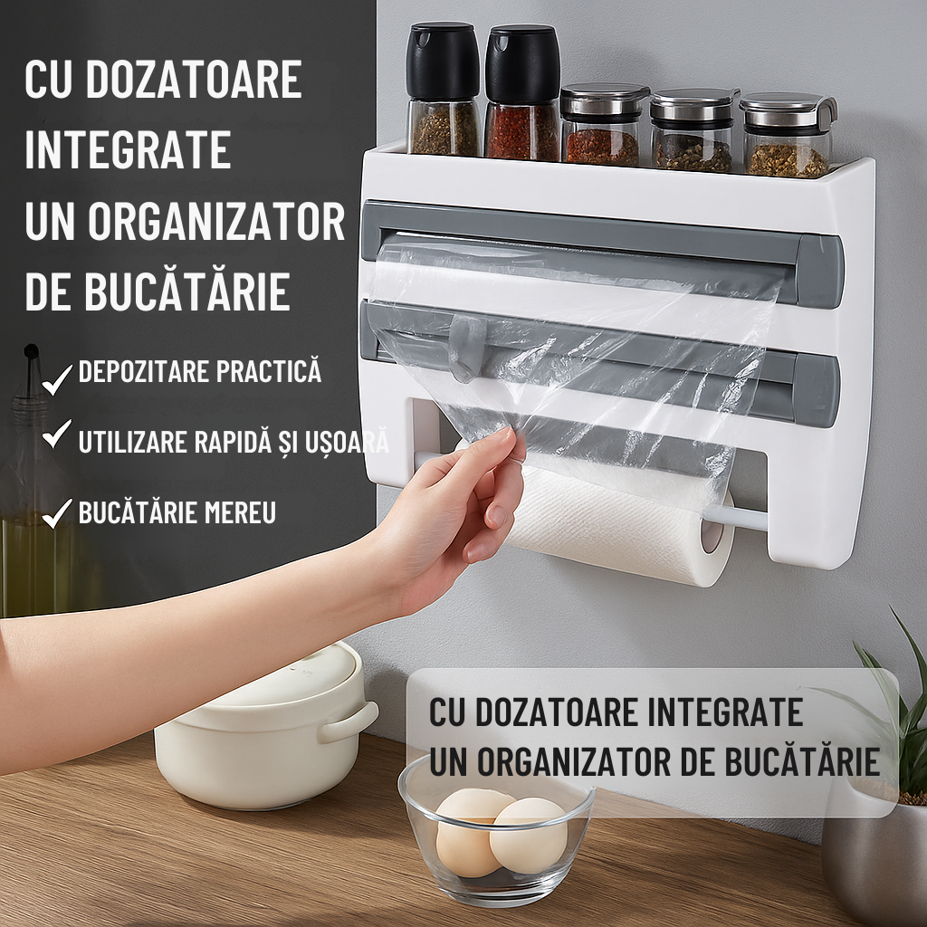 NeatBud – Organizator 3 în 1 pentru Bucătărie cu Suport pentru Folie