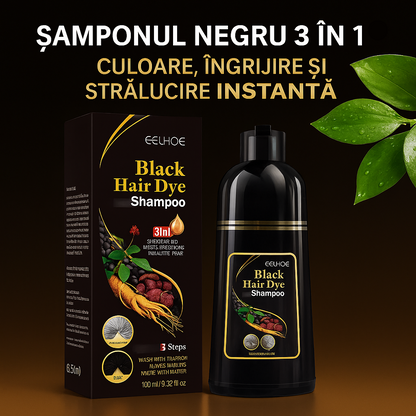 Șampon Negru 3 în 1 – Culoare, Îngrijire și Strălucire Instantă